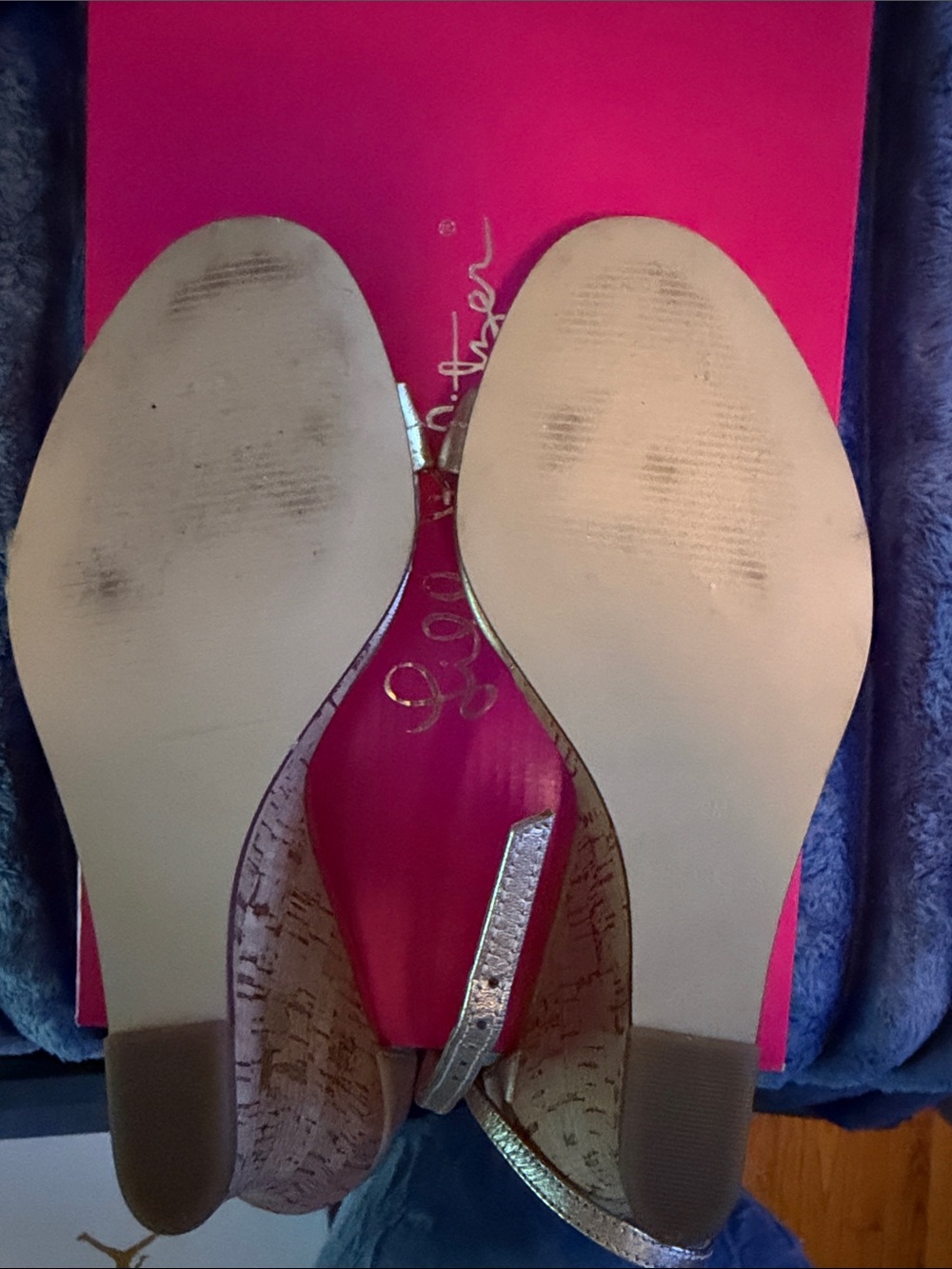 Lilly Pulitzer Metallic Gold Ankle-Strap Heels - Picture 4 of 5